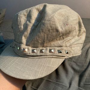 Gray studded hat